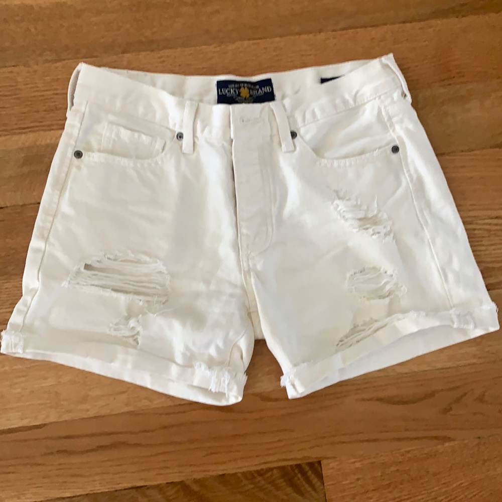 Lucky Brand White Distressed Denim Shorts